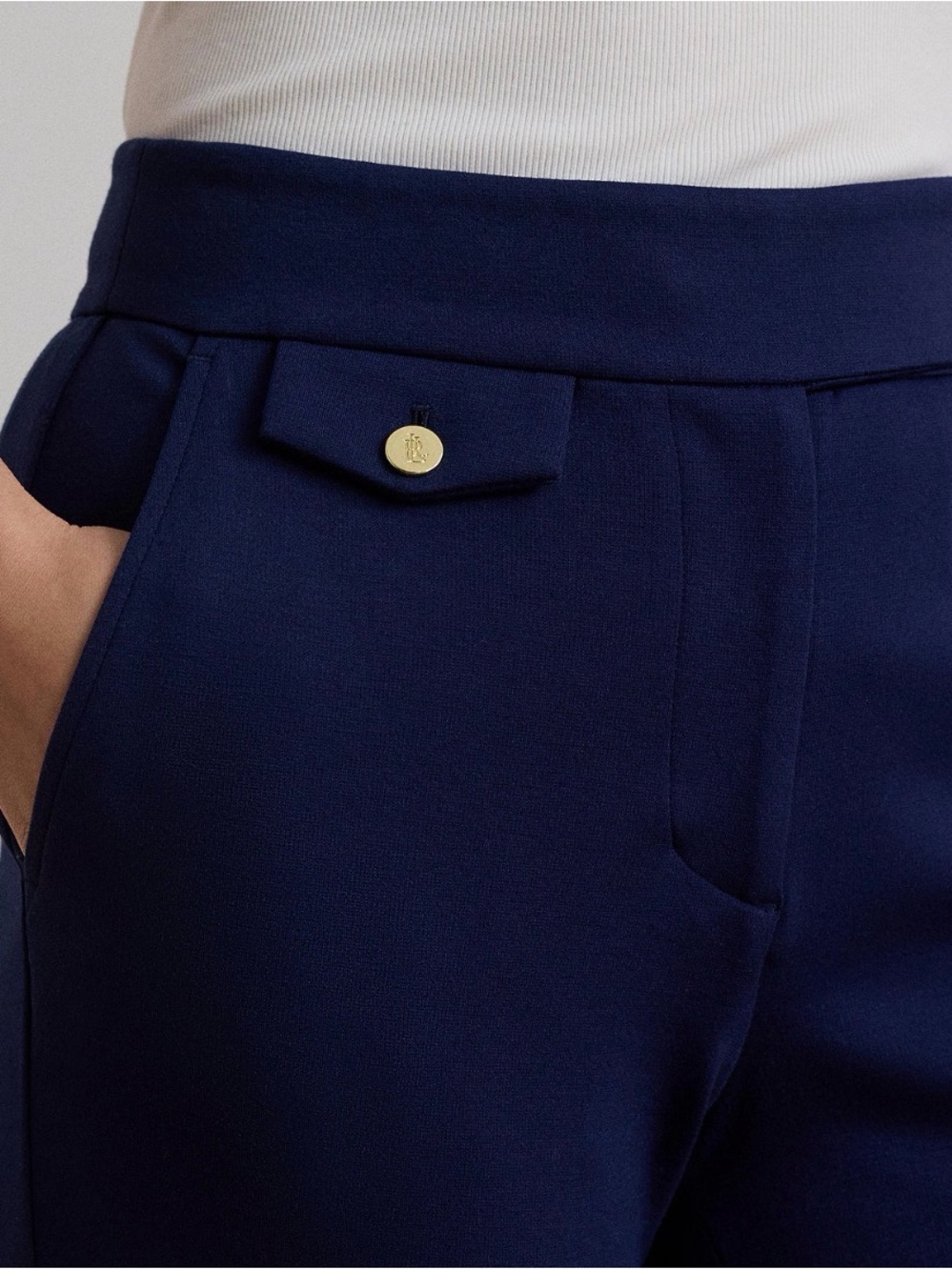 Lauren Ralph Lauren Women’s Navy Ponte High-Rise Straight Ankle Pants Pockets L - Picture 4 of 10